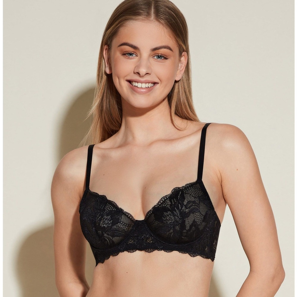 Cosabella Paradiso Underwire Demi Bra Black Lace Size 36C